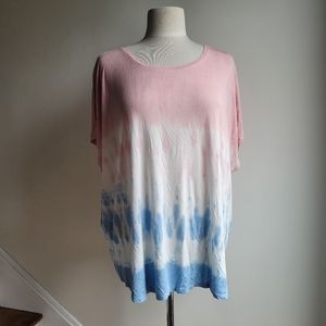 NWOT CHARLIE B Plus Tie Dye Spring Short Sleeve Top 1X